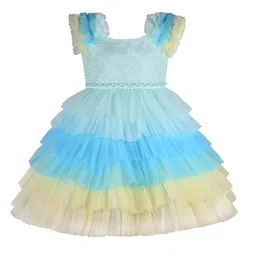 Wish Karo Sea Girls Layered Net Fit & Flare Dress-image-40