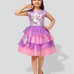 BAESD Girls Graphic Printed Fit & Flare Dress With Sling Bag-image-94
