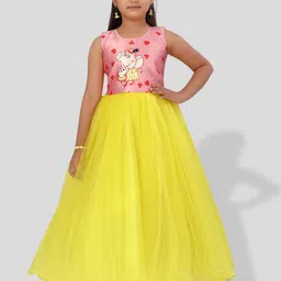 BAESD Girls Conversational Printed Net Maxi Dress-image-96