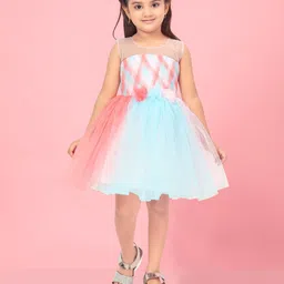 Aarika Girls Colourblocked Applique Net Tulle Fit & Flare Dress-image-68