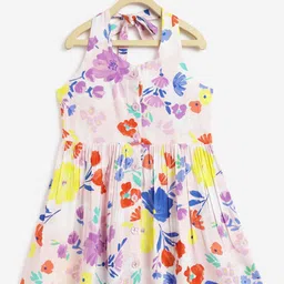 Campana Girl Floral Printed Halter Neck Sleeveless A-Line Dress-picture-17