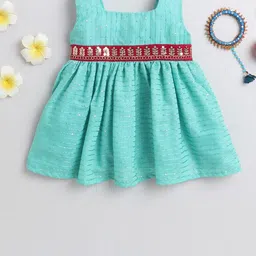 MANY FROCKS & Infants Embellished Square Neck Gathered Fit & Flare Dress-image-90