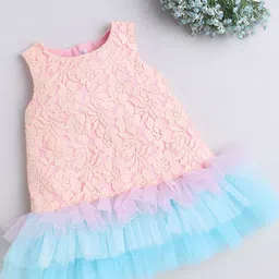 MANY FROCKS & Kids-Girls Round Neck Net Fit & Flare Dress-picture-50