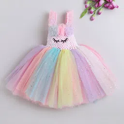 TINY MINY ME Girls Embellished Net Fit & Flare Cotton Dress-picture-23