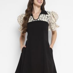 Taurus Puff Sleeves Fit & Flare Dress-image-43