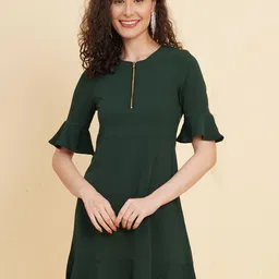 RAASSIO Bell Sleeve Flounce Hem A-Line Dress-image-4