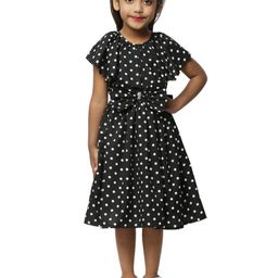 BAESD Infant Girls Polka Dot Print Flared Sleeve Crepe Fit & Flare Dress-image-83
