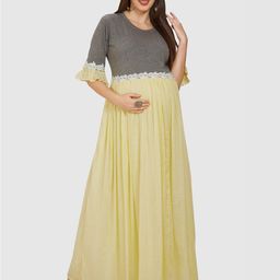 Mom For Sure by Ketki Dalal Gathered Maternity Maxi Dress-picture-33