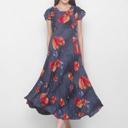 AV2 Blue & Orange Floral Maternity Midi Dress-image-54