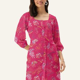 DressBerry Pink Floral Sheath Mini Dress-image-123