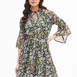Kibo Floral Tie-Up Neck Georgette Dress-image-41