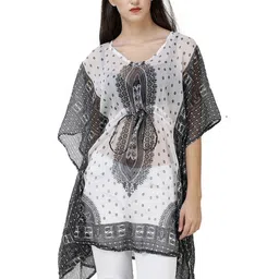 Exotic India Print Chiffon Casual A-Line Dress-image-38