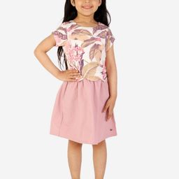 White Dahlia Girls Pink & White Floral A-Line Scalloped Dress-image-51