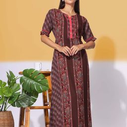 9shines Label Printed Maxi Ghagra Cut A Line Nightdress-image-4