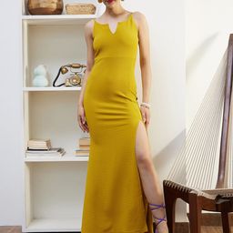 Berrylush Yellow Shoulder Straps Maxi Dress-image-46
