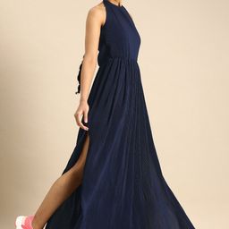 DODO & MOA Halter Neck A-line Maxi Dress With High Slit-image-34
