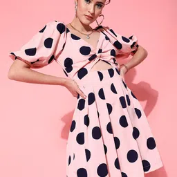 STREET 9 Women Beautiful Peach Abstract Dress-image-32