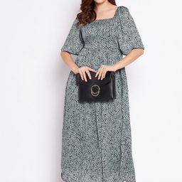 BAESD Floral Printed Square Neck Puffed Sleeves Cotton Fit and Flare Maxi Dress-image-29