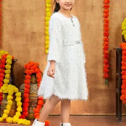 BAESD Girls Self DesignA-Line Dress With Belt-picture-25