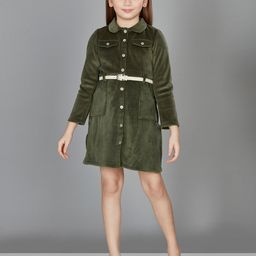 Peppermint Girls Shirt Collar Mini Shirt Dress With Belt-image-36