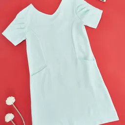 Pantaloons Junior Girls Green V Neck Cotton A-Line Dress-image-11
