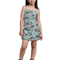BAESD Conversational Printed Sleeveless Linen A-Line Dress-image-6