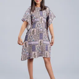 Unique Designers Girls Ethnic Motifs Printed Extended Sleeves Satin Kaftan Dress-picture-16