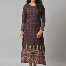 W Brown Ethnic Motifs Ethnic Maxi Dress-image-61