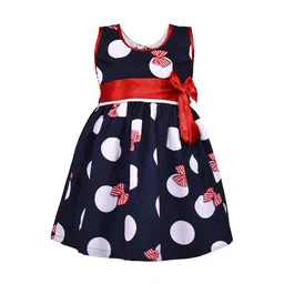 Wish Karo Girls Black & White Printed Fit and Flare Dress-picture-2