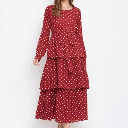 Berrylush Women Red Printed Fit and Flare Dress-picture-28