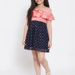 Stylo Bug Girls Peach-Coloured Printed Fit and Flare Dress-image-51