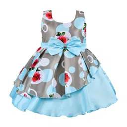 Wish Karo Girls Blue Printed Fit and Flare Dress-image-59