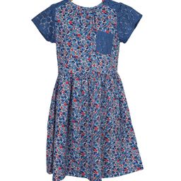 Miyo Girls Blue Floral Print Fit and Flare Dress-image-92