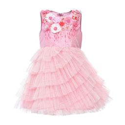 A Little Fable Girls Pink Embellished Provence Cascade Fit and Flare Dress-image-72