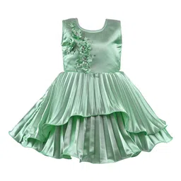 Wish Karo Girls Sea Green Embellished Fit and Flare Dress-image-21