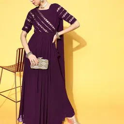 FabFairy Georgette Ethnic Maxi Dress-picture-30