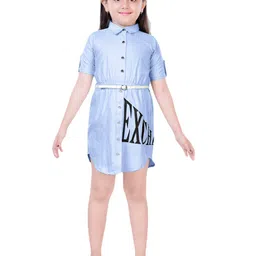 Hunny Bunny Striped Printed Roll-Up Sleeves Cotton Shirt Dress-image-49