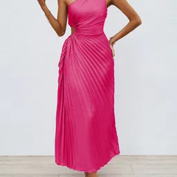JC Mode Women One Shoulder Accordion Pleats Maxi Dress-image-95