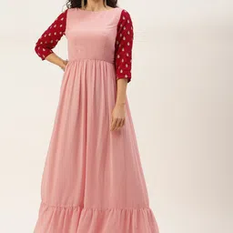 Ethnovog Boat Neck Georgette Maxi Dress-picture-27