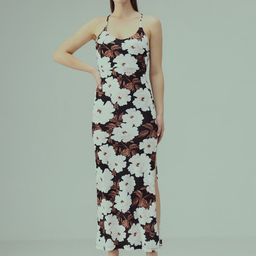 BAESD Floral Printed Shoulder Straps Maxi Sheath Casual Dress-image-60