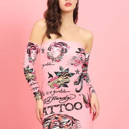 BAESD Graphic Printed Strapless Bodycon Dress-image-40
