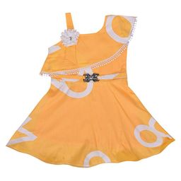 Wish Karo Girls Yellow & White Dress-image-86