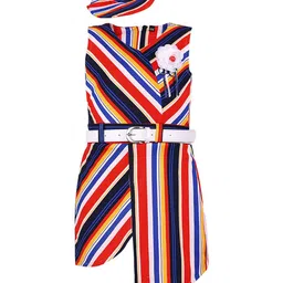 Wish Karo Girls Red & Blue Striped Sheath Dress-picture-19