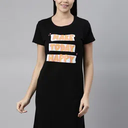 ETC Typography Printed Pure Cotton Nightdress-image-60