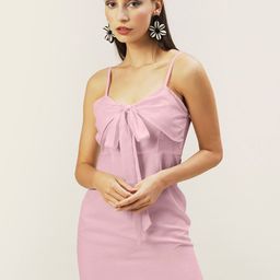 DressBerry Pink Solid Sheath Mini Dress-image-86