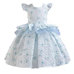 StyleCast Girls White & Blue Self Design Maxi Dress-58