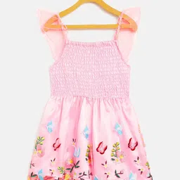 KIDKLO Girls Pink & Yellow Floral Embroidered Net Dress-image-39