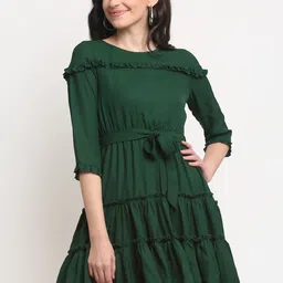 La Zoire Green Georgette Dress-image-55