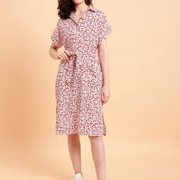 MINT STREET Abstract Printed Extended Sleeves Shirt Dress With Belt-picture-12