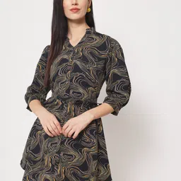 Rudraaksha Creations Abstract Printed Shirt Dress-picture-34